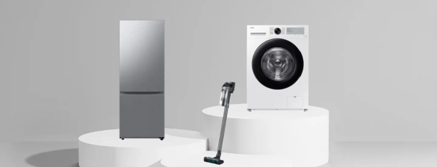 Samsung kyl & frys, skaftdammsugare, tvättmaskin