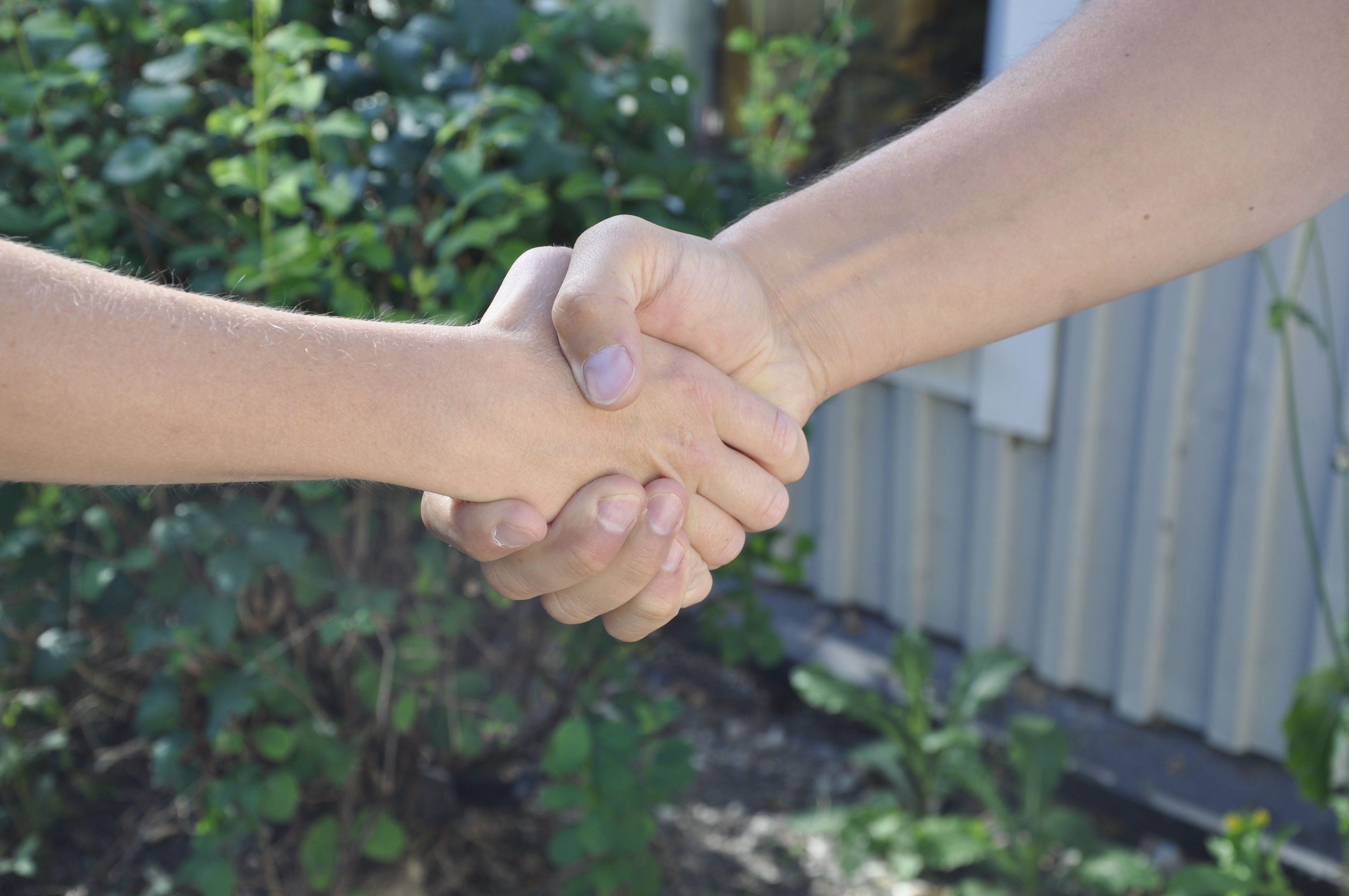 Två som skakar händer