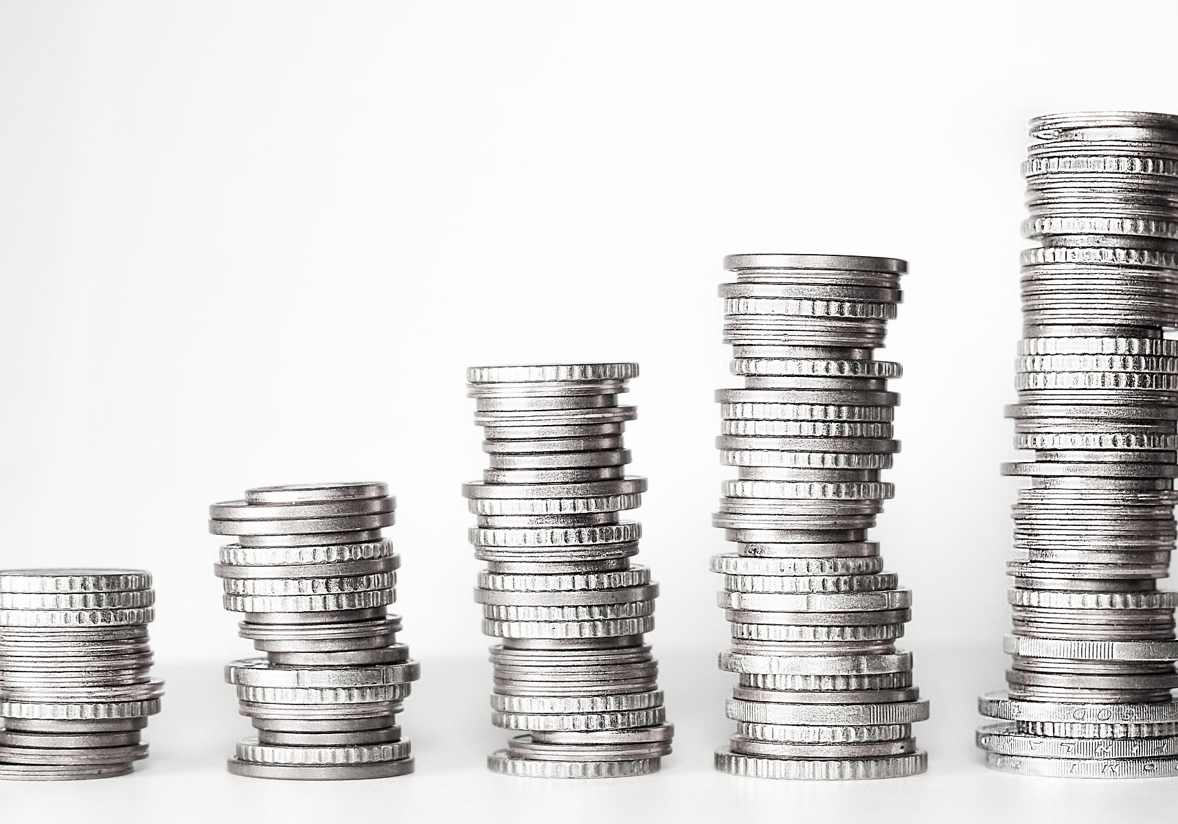 Mynt i flera staplar