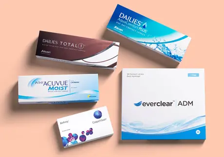 Fem små kartonger med linstillbehör